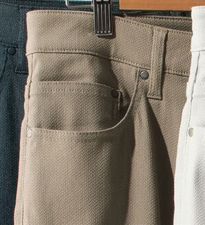 「＜コムルヴァン・オム＞ドビー織りストレッチパンツ（メンズフルレングスパンツ）」｜ベージュ