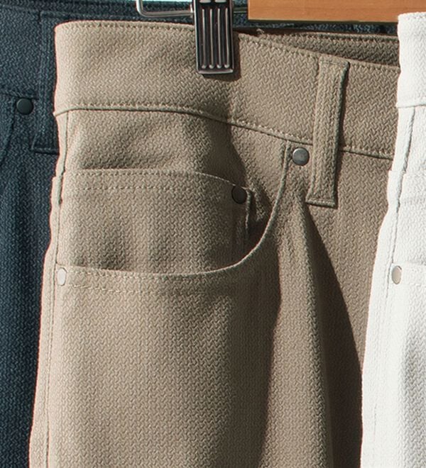 「＜コムルヴァン・オム＞ドビー織りストレッチパンツ（メンズフルレングスパンツ）」｜ベージュ