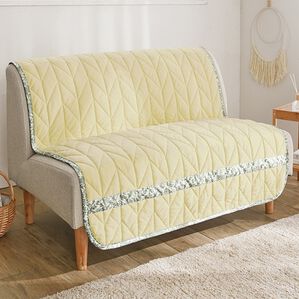 「綿１００％ヘリンボーンキルトソファカバー（ソファーカバー）」｜ベージュ