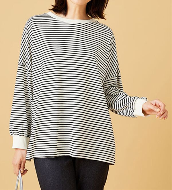 BELLUNA（ベルーナ）の「ゆったり体型カバー！ボーダープルオーバー（カットソー）」｜詳細画像