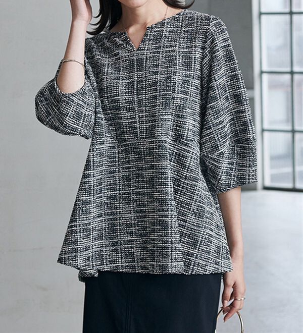 RANAN（ラナン）の「カットツイードペプラムブラウス（カットソー）」｜詳細画像