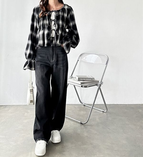 GeeRA（ジーラ）の「ハイウエストストレートデニム（ワイドパンツ・ガウチョ）」｜詳細画像