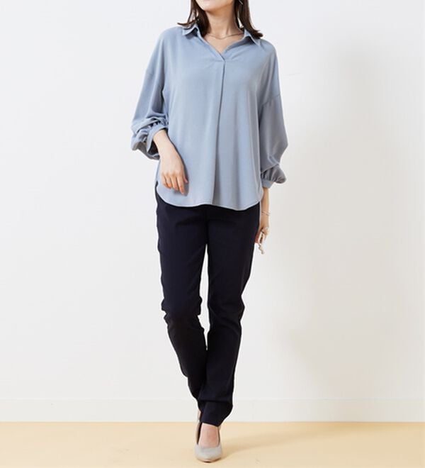 BELLUNA（ベルーナ）の「チノ見えストレッチ素材スリムパンツ（フルレングスパンツ）」｜詳細画像