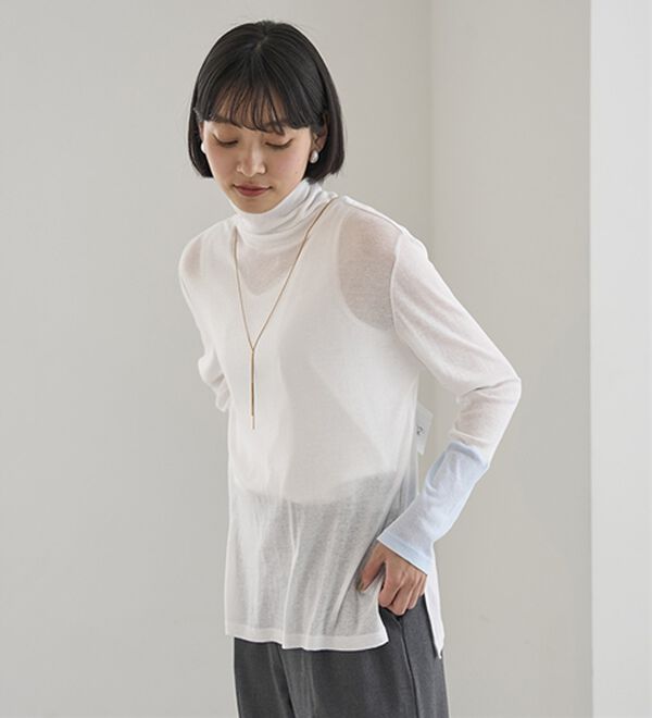 BELLUNA（ベルーナ）の「綿１００％配色シアープルオーバー（カットソー）」｜詳細画像