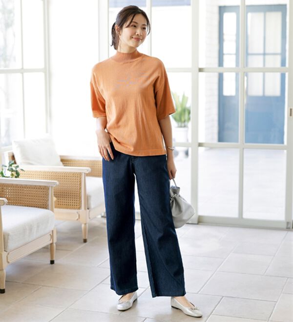 BELLUNA（ベルーナ）の「【選べるデザイン】Ｔシャツが苦手な方に！ひんやり綿混ニットＴ（ニット・セーター）」｜詳細画像