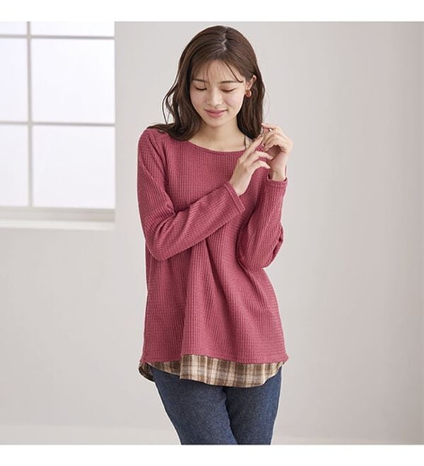 BELLUNA（ベルーナ）の「異素材重ね着風チュニック（チュニック）」｜詳細画像