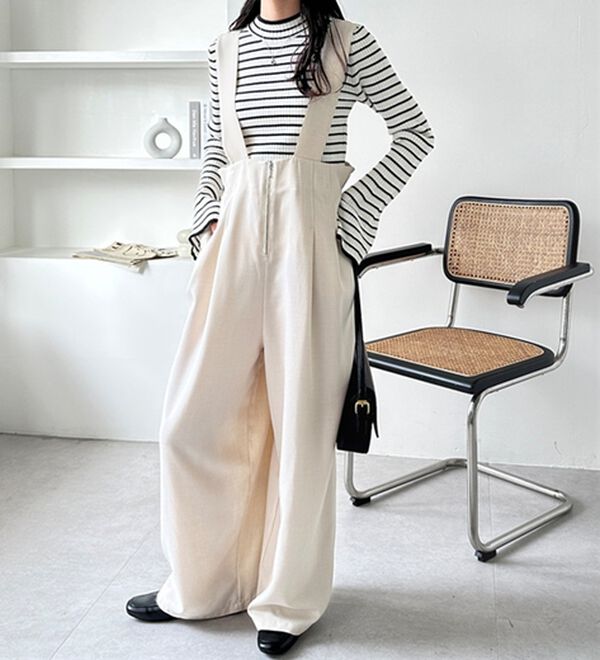 GeeRA（ジーラ）の「フロントジップハイウエストサロペット（オールインワン）」｜詳細画像