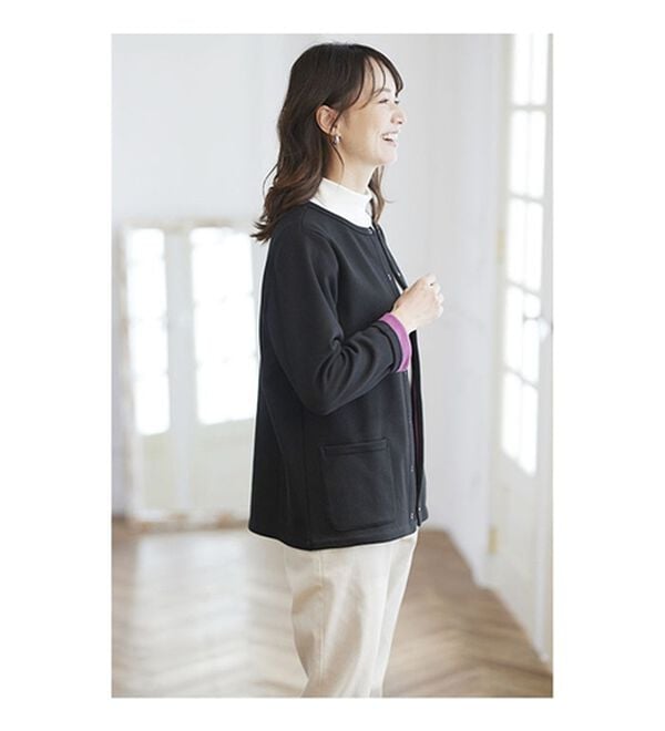 BELLUNA（ベルーナ）の「パチパチしにくい！静電気防止裏フリース配色カーディガン（その他カーディガン）」｜詳細画像