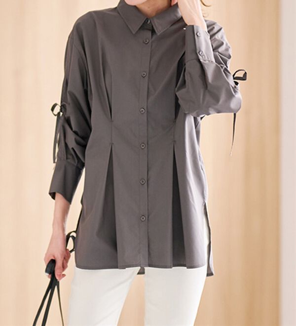 RANAN（ラナン）の「ウエストタック袖リボンシャツ（シャツ）」｜詳細画像