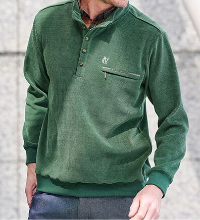 「＜コムルヴァン・オム＞着心地安心のダブル衿トレーナー（メンズトレーナー）」