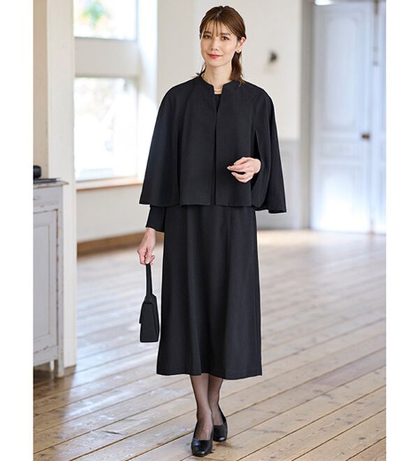 BELLUNA（ベルーナ）の「洗える！ケープボレロ付ワンピースアンサンブル（ブラックフォーマル（喪服・礼服））」｜詳細画像
