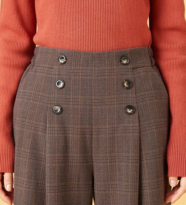 BELLUNA（ベルーナ）の「サマ見え（スーパーウォーム）ウール調ボタン使いワイドパンツ（ワイドパンツ・ガウチョ）」｜詳細画像