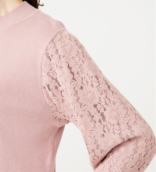 BELLUNA（ベルーナ）の「袖起毛レースニットプルオーバー（ニット・セーター）」｜詳細画像