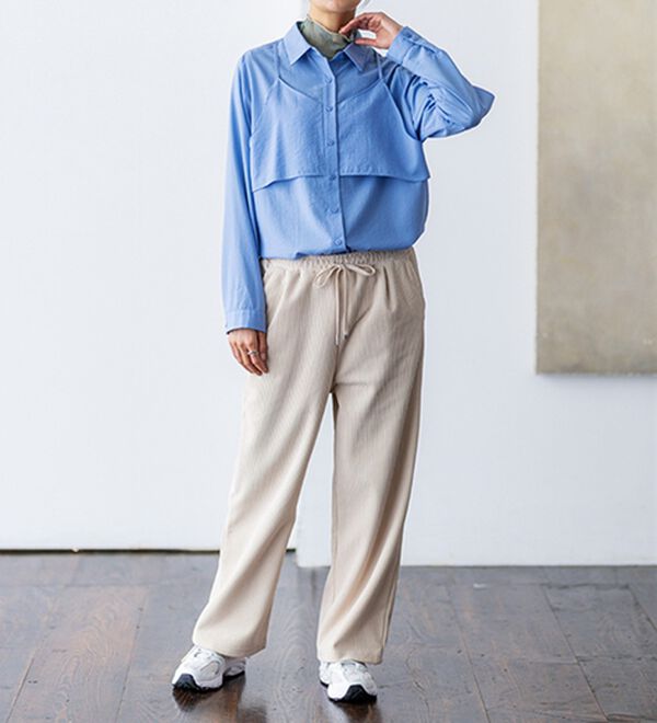 BELLUNA（ベルーナ）の「なめらかコーデュロイワイドパンツ（ワイドパンツ・ガウチョ）」｜詳細画像