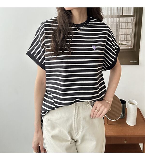 GeeRA（ジーラ）の「【新色追加】【ＵＳ．ＰＯＬＯ．ＡＳＳＮ】綿100％フレンチスリーブＴシャツ（Tシャツ）」｜詳細画像