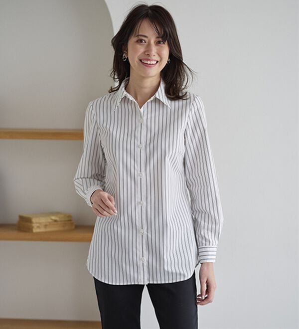 BELLUNA（ベルーナ）の「【選べる袖丈】洗える！ストレッチイージーケアシャツ（シャツ）」｜詳細画像