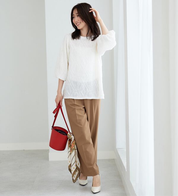 BELLUNA（ベルーナ）の「波柄ジャカードバルーン袖プルオーバー（カットソー）」｜詳細画像