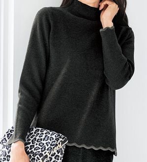 VINNO（ヴィノ）の「なめらかリッチ・配色スカラップニットプルオーバー（ニット・セーター）」｜詳細画像