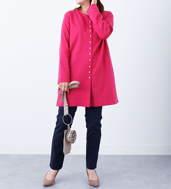 BELLUNA（ベルーナ）の「ポンチ素材ロング丈カーディガン（ニットカーディガン）」｜詳細画像