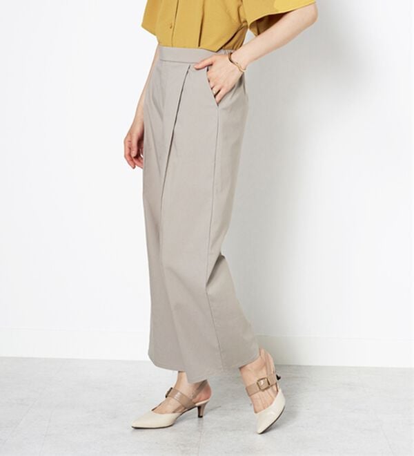 BELLUNA（ベルーナ）の「麻入りストレッチタックワイドパンツ（ワイドパンツ・ガウチョ）」｜詳細画像