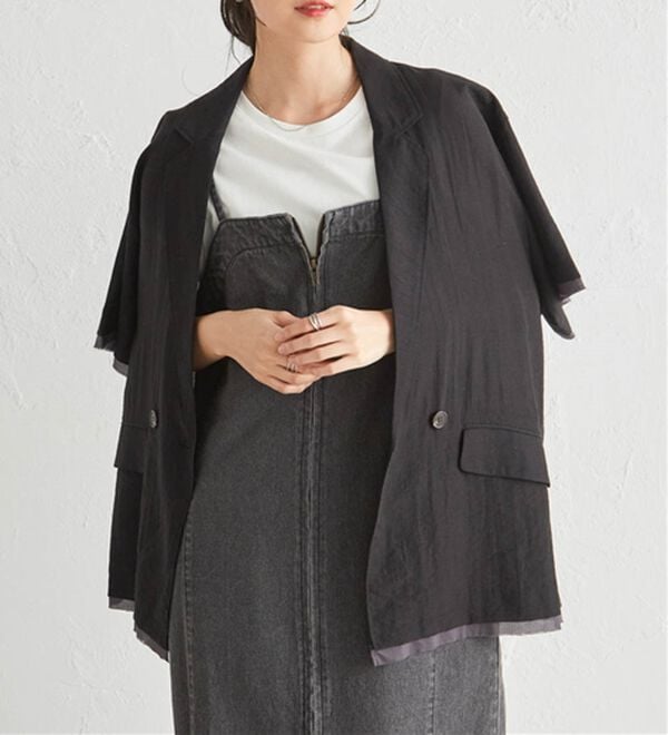 RANAN（ラナン）の「ハーフスリーブシアーシャツジャケット（テーラードジャケット）」｜詳細画像