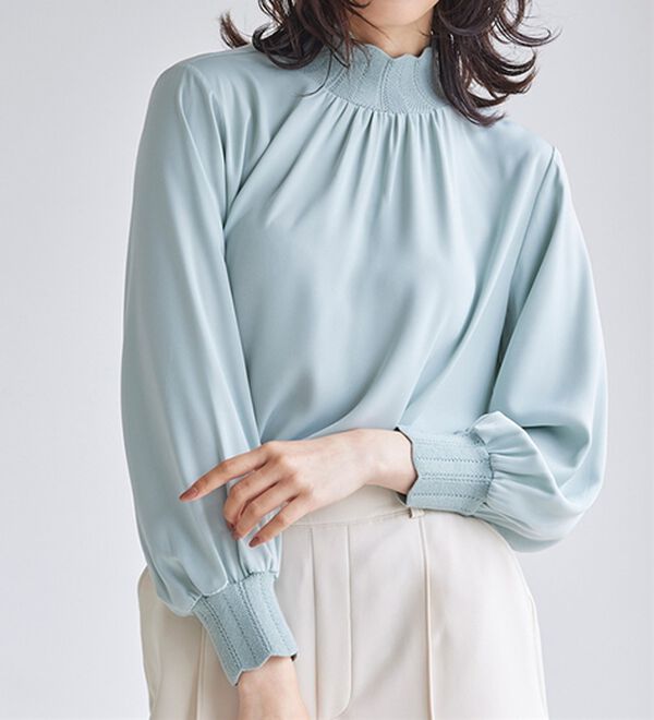 RANAN（ラナン）の「スカラップリブニット使いブラウス（ブラウス）」｜詳細画像