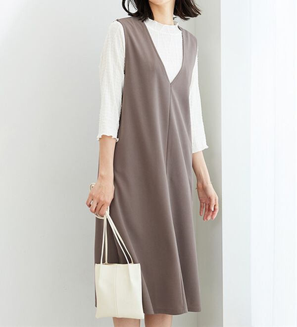 BELLUNA（ベルーナ）の「【2点セット】ジャカードプルオーバー＆ジャンスカセット（アンサンブル）」｜モカ系