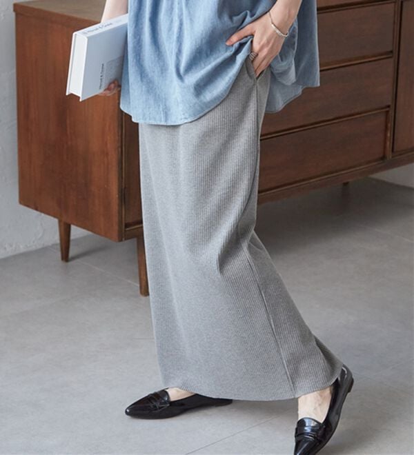 RANAN（ラナン）の「セルフカットリブロングナロースカート（ロングスカート）」｜詳細画像