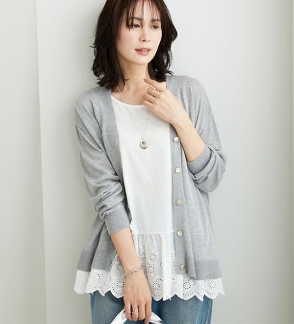 BELLUNA（ベルーナ）の「【快適Ｌａｂ．】シャリ冷！洗える多機能ニットカーディガン（ニットカーディガン）」｜詳細画像