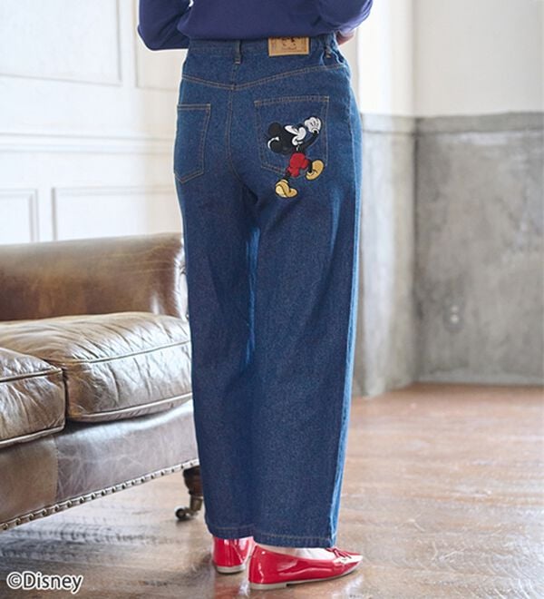 BELLUNA（ベルーナ）の「＜Ｄｉｓｎｅｙ＞刺しゅうデニムパンツ（ワイドパンツ・ガウチョ）」｜詳細画像