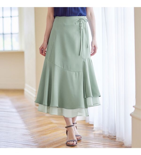 alotta（アロッタ）の「アシメ切替裾シフォンスカート（ロングスカート）」｜詳細画像