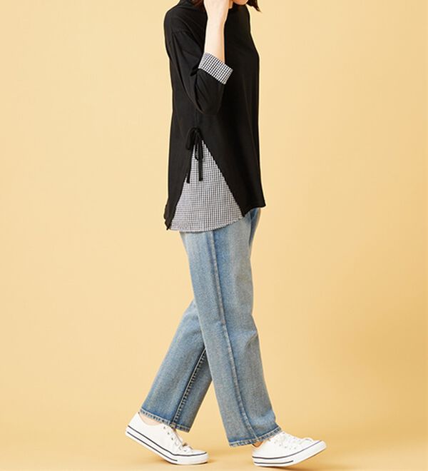 BELLUNA（ベルーナ）の「サイドリボンデザイン異素材切替チュニック（チュニック）」｜詳細画像