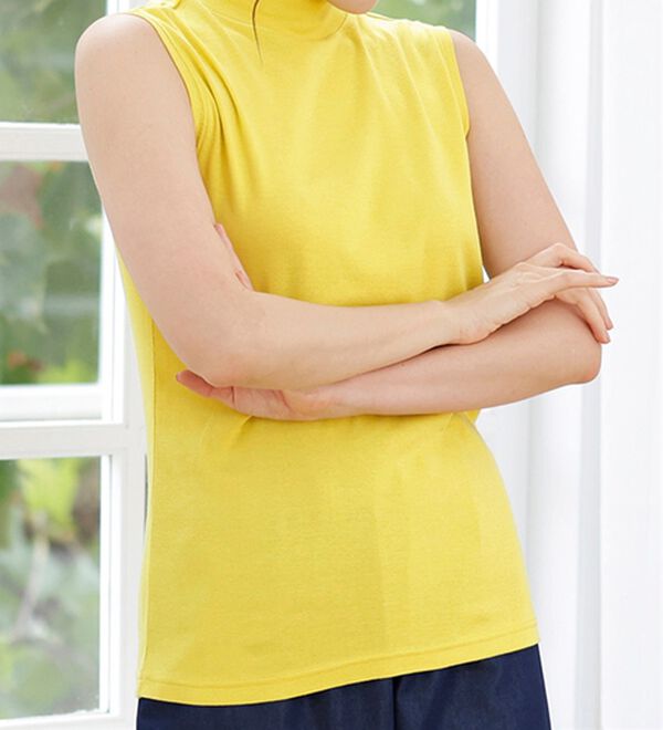 LAVIENNE（ラヴィエンヌ）の「【UVカット】綿１００％スリーブレスハイネックプルオーバー＜カラフルコットン＞（肌着・インナーウェア）」｜詳細画像