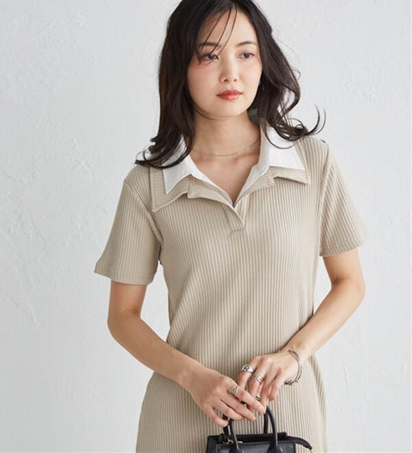 RANAN（ラナン）の「ダブルカラーリブワンピース（カットソーワンピース）」｜詳細画像