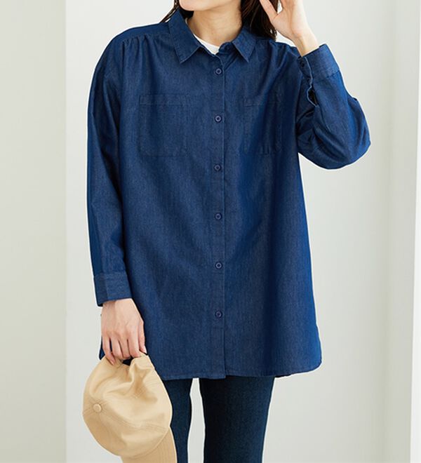 BELLUNA（ベルーナ）の「ポケット付デニムシャツチュニック（チュニック）」｜詳細画像