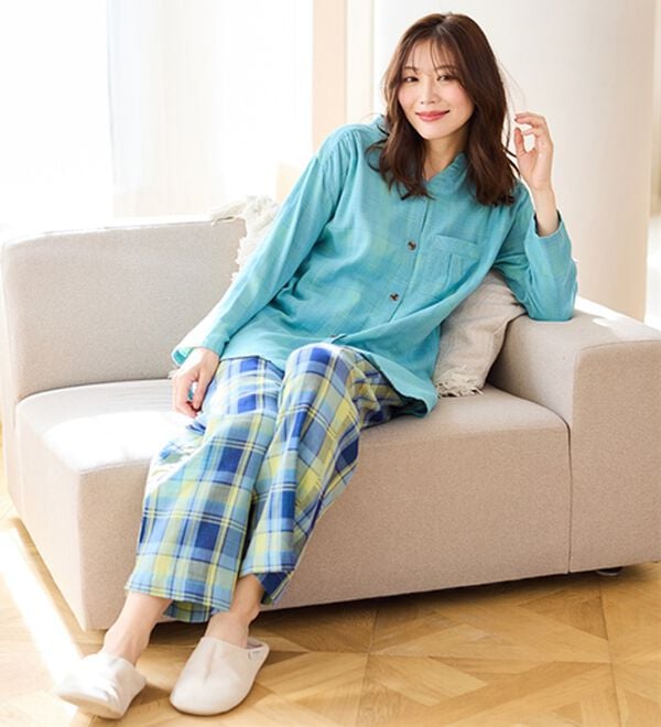 LAVIENNE（ラヴィエンヌ）の「【オーガニックコットン使用】綿１００％Ｗガーゼのルームパジャマ（パジャマ・ルームウェア）」｜詳細画像