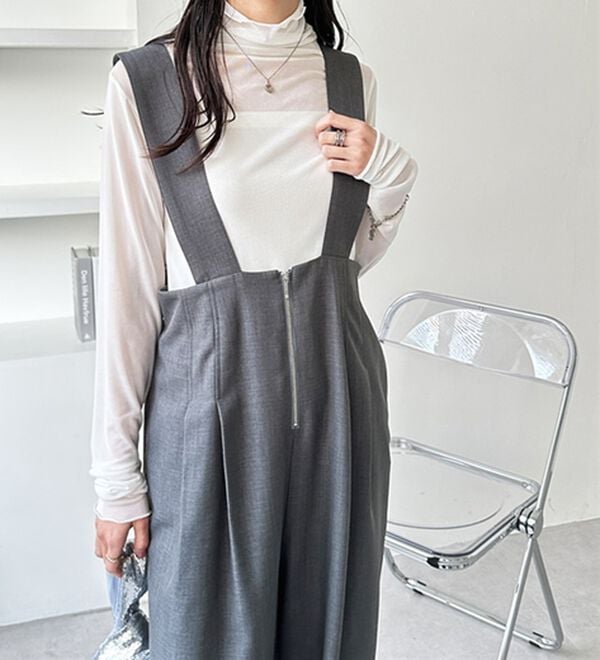 GeeRA（ジーラ）の「フロントジップハイウエストサロペット（オールインワン）」｜詳細画像