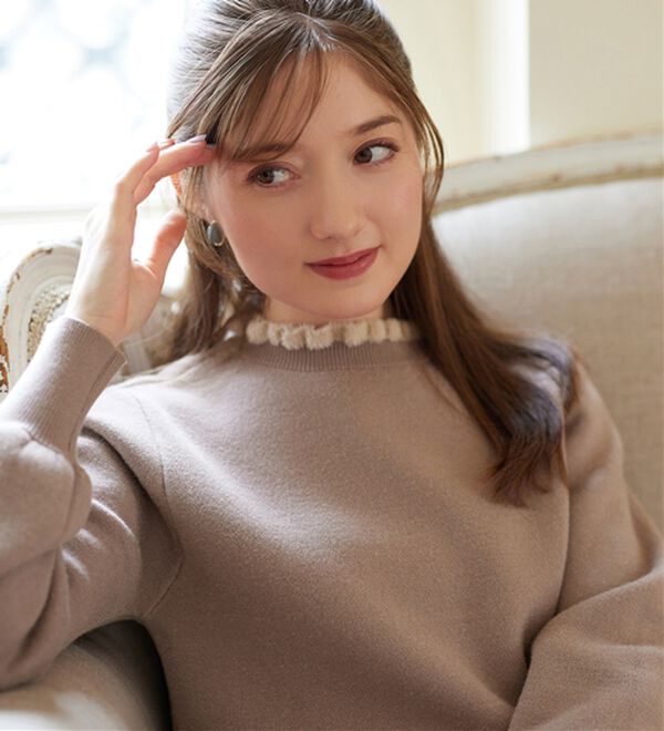 alotta（アロッタ）の「毛布のように温かい　裏シャギーパフ袖ニット（ニット・セーター）」｜詳細画像