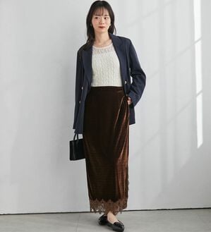 RANAN（ラナン）の「裾レースベロアナロースカート（ロングスカート）」｜詳細画像