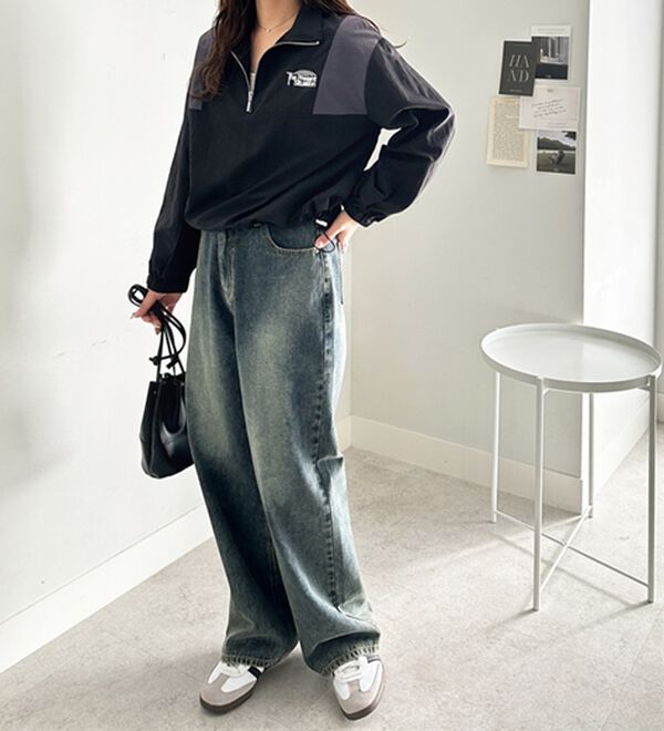 GeeRA（ジーラ）の「ハーフジップ配色ナイロンブルゾン（ブルゾン）」｜詳細画像