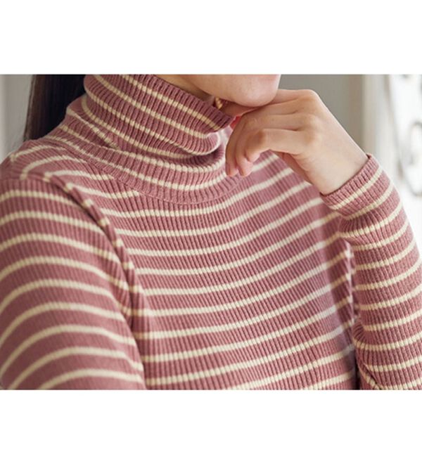 BELLUNA（ベルーナ）の「＜＆ｃｏｃｏｃｈｉ＞ハピネスコットン100％&times;吸湿発熱リブタートルニット（ニット・セーター）」｜詳細画像