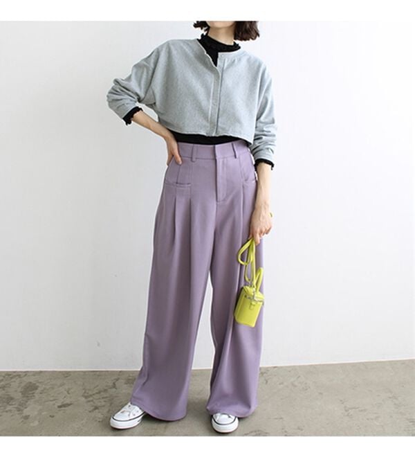 GeeRA（ジーラ）の「フロントポケットタックワイドパンツ（ワイドパンツ・ガウチョ）」｜詳細画像