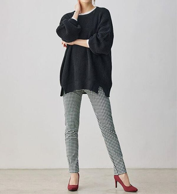 GeeRA（ジーラ）の「嬉しい機能付！股上深めのゆるフィットレギンスパンツ（フルレングスパンツ）」｜ギンガムチェック