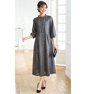 BELLUNA（ベルーナ）の「ジャカードレース素材ハイネックデザインワンピース（その他ワンピース）」｜パープル