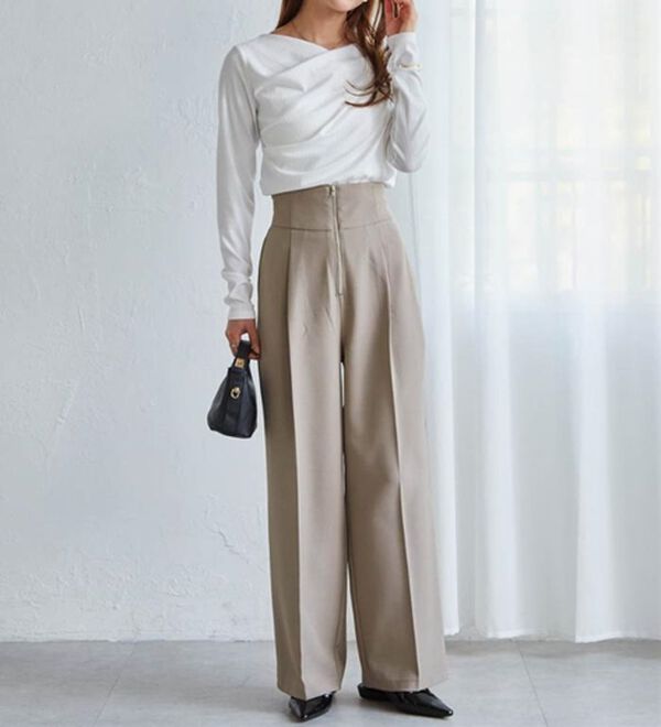 RANAN（ラナン）の「ハイウエストジップワイドパンツ（ワイドパンツ・ガウチョ）」｜詳細画像