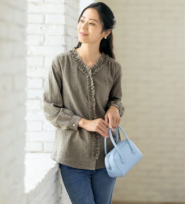 ルフラン（ルフラン）の「【３色組】タックフリルの大人ブラウス（ブラウス）」｜詳細画像