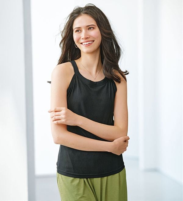 BELLUNA（ベルーナ）の「【水陸両用機能付！】リブ素材カップ付タンクトップ（タンクトップ・キャミソール）」｜黒