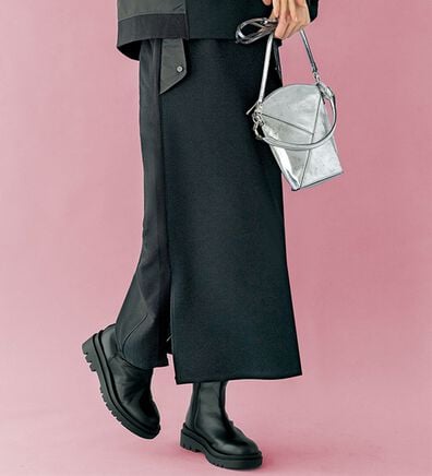 BELLUNA（ベルーナ）の「【ＳＭＡＲＴ　ＥＣＯ　ＪＥＲＳＥＹ】異素材切替スカート（ロングスカート）」