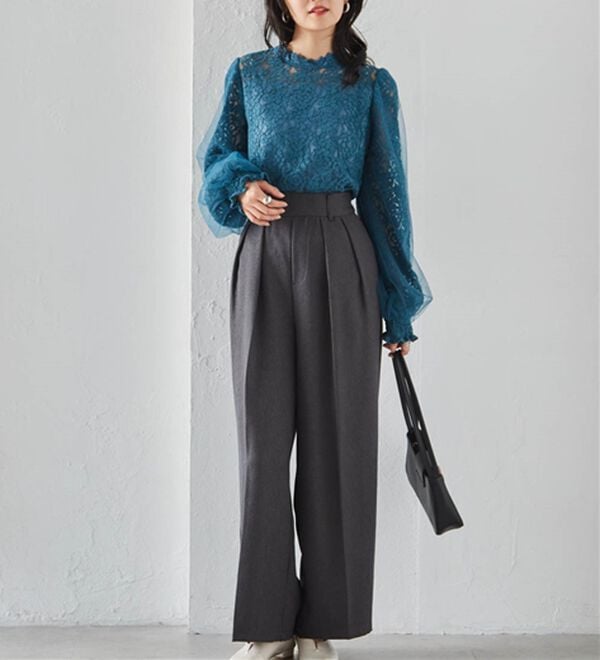 RANAN（ラナン）の「チュールドッキングフラワーレースキャンディースリーブブラウス（ブラウス）」｜詳細画像