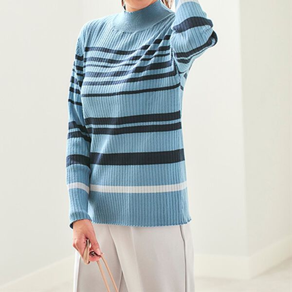 BELLUNA（ベルーナ）の「春のおしゃれ着に最適！ボーダーニット（ニット・セーター）」｜詳細画像